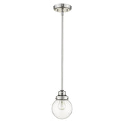 Silver Metal Hanging with Round Clear Glass Shade