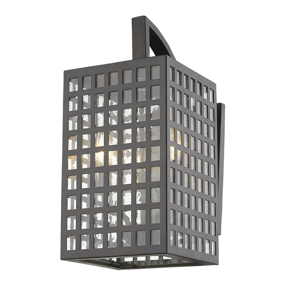 Black And Clear Three Light Seeded Dimmable Outdoor Hanging Lights With Bronze Shades