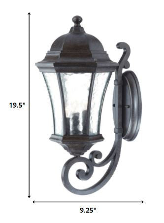 Black And Clear Three Light Hammered Dimmable Outdoor Hanging Lights With Black Shades