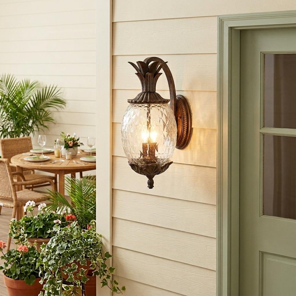Antique Bronze Hanging Pineapple Wall Light