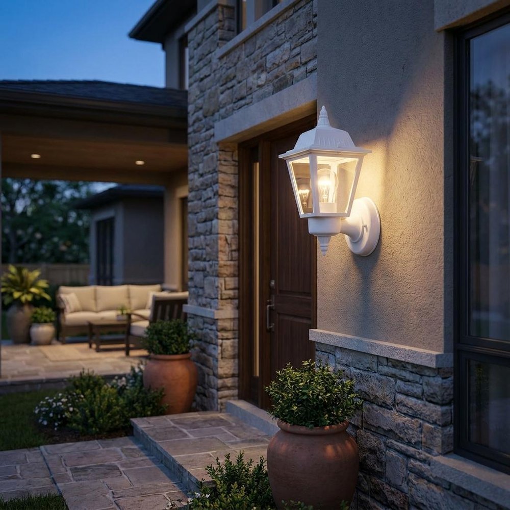 White Cast Aluminum Outdoor Wall Light