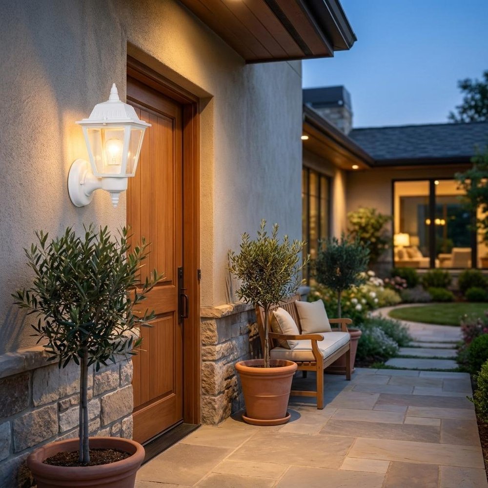 White Cast Aluminum Outdoor Wall Light