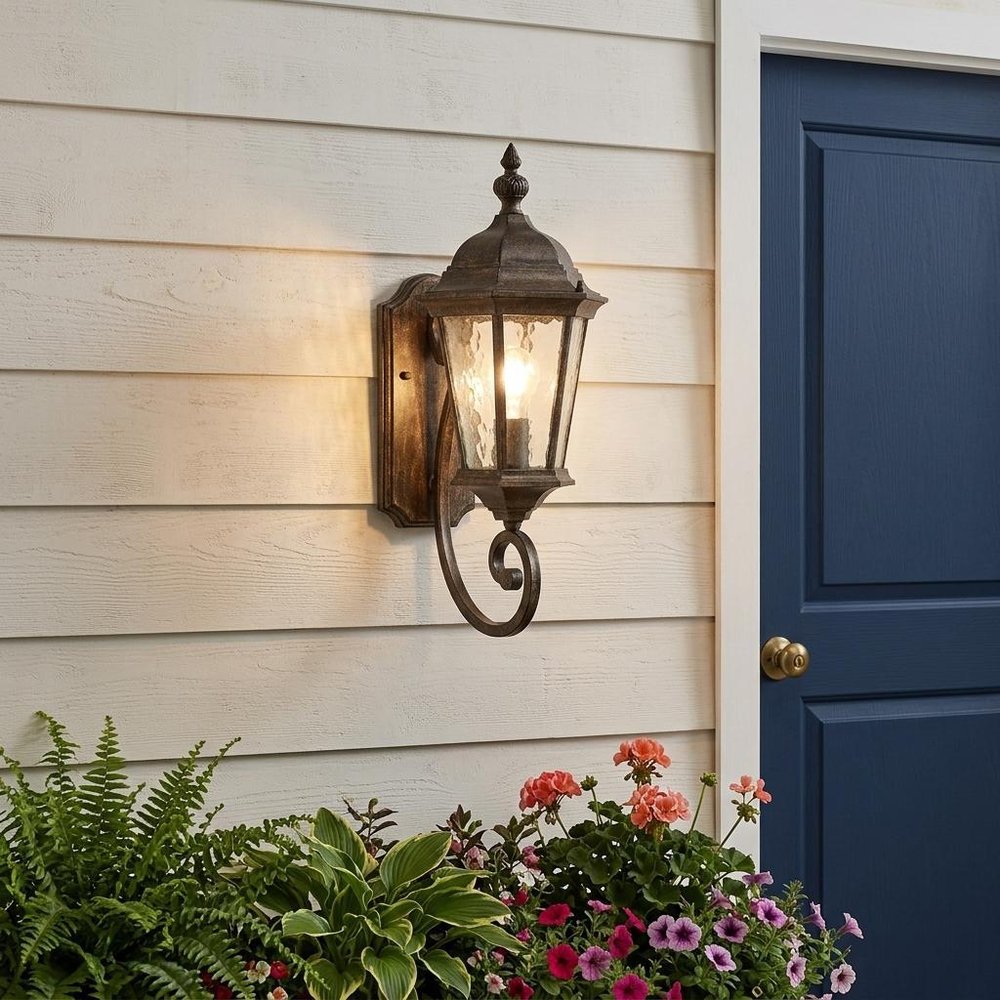 One Light Antique Black Carousel Lantern Wall Light