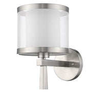 Silver Wall Light with White Sheer Fabric Shade