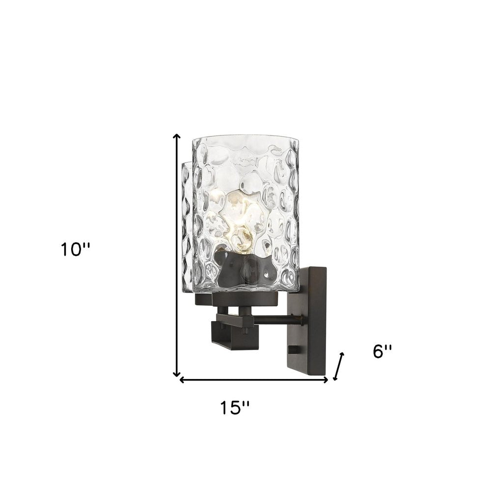 10" Black And Clear Metal Vanity Flush Mounted Sconce