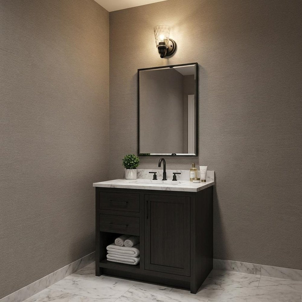 Bronze Metal and Pebbled Glass Wall Light