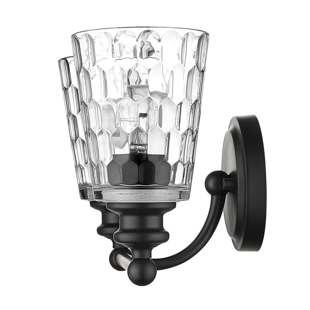 9" Black And Clear Metal and Glass Vanity Flush Mounted Sconce