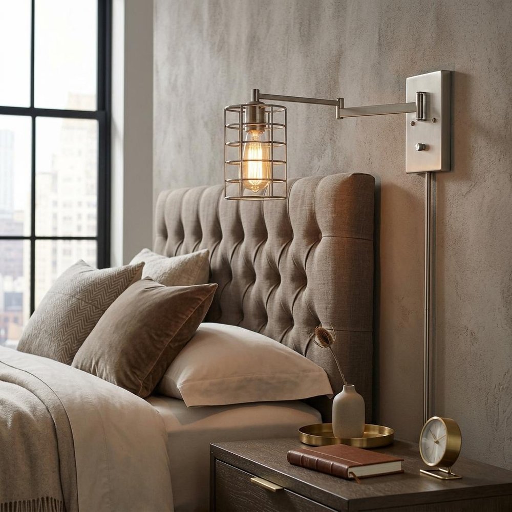 Industrial Silver Metal Wall Sconce