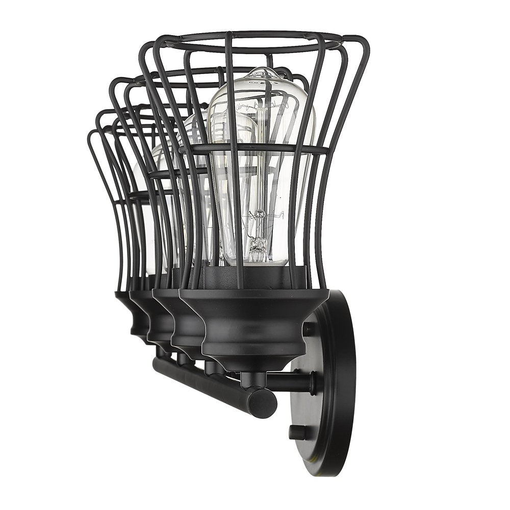 9" Black Metal Vanity Flush Mounted Sconce
