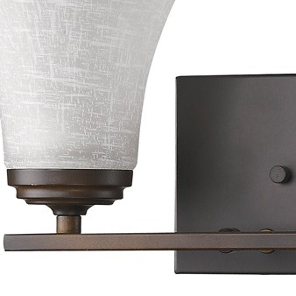 8" Antiqued Bronze Metal and Glass Vanity Flush Mounted Sconce