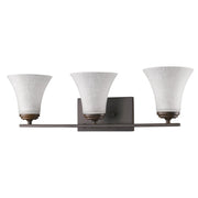 8" Bronze And White Metal and Glass Vanity Flush Mounted Sconce