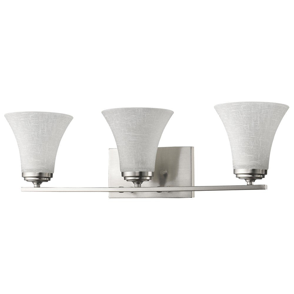 26" Silver And White Metal and Glass Three Lights Flush Mounted Sconce