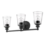 8" Black And Clear Metal Vanity Flush Mounted Sconce
