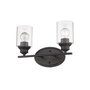 10" Black And Clear Metal and Glass Vanity Flush Mounted Sconce
