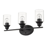 10" Black And Clear Metal and Glass Vanity Flush Mounted Sconce