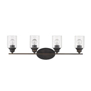10" Black And Clear Metal and Glass Vanity Flush Mounted Sconce