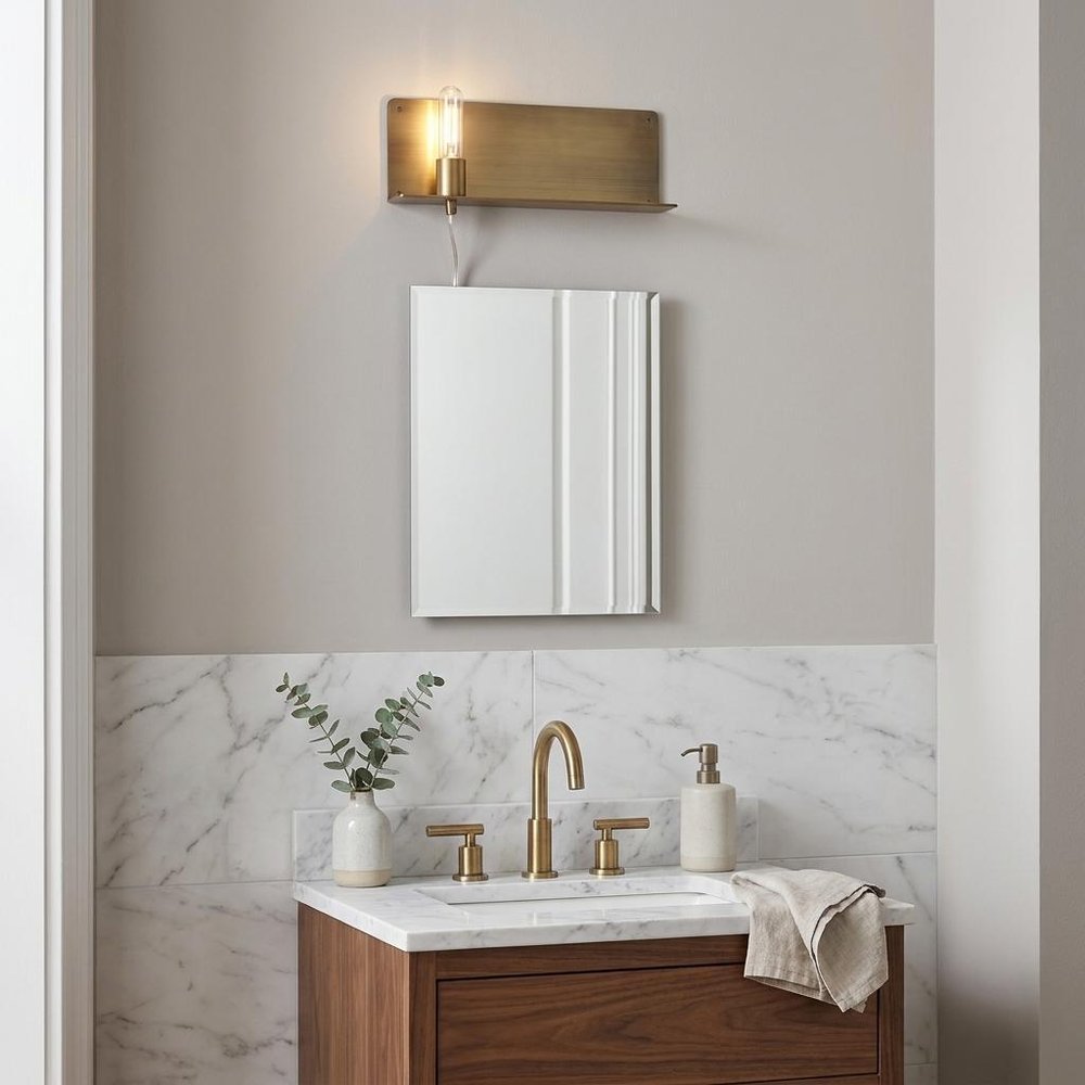 XL Dull Gold Shelf Wall Light