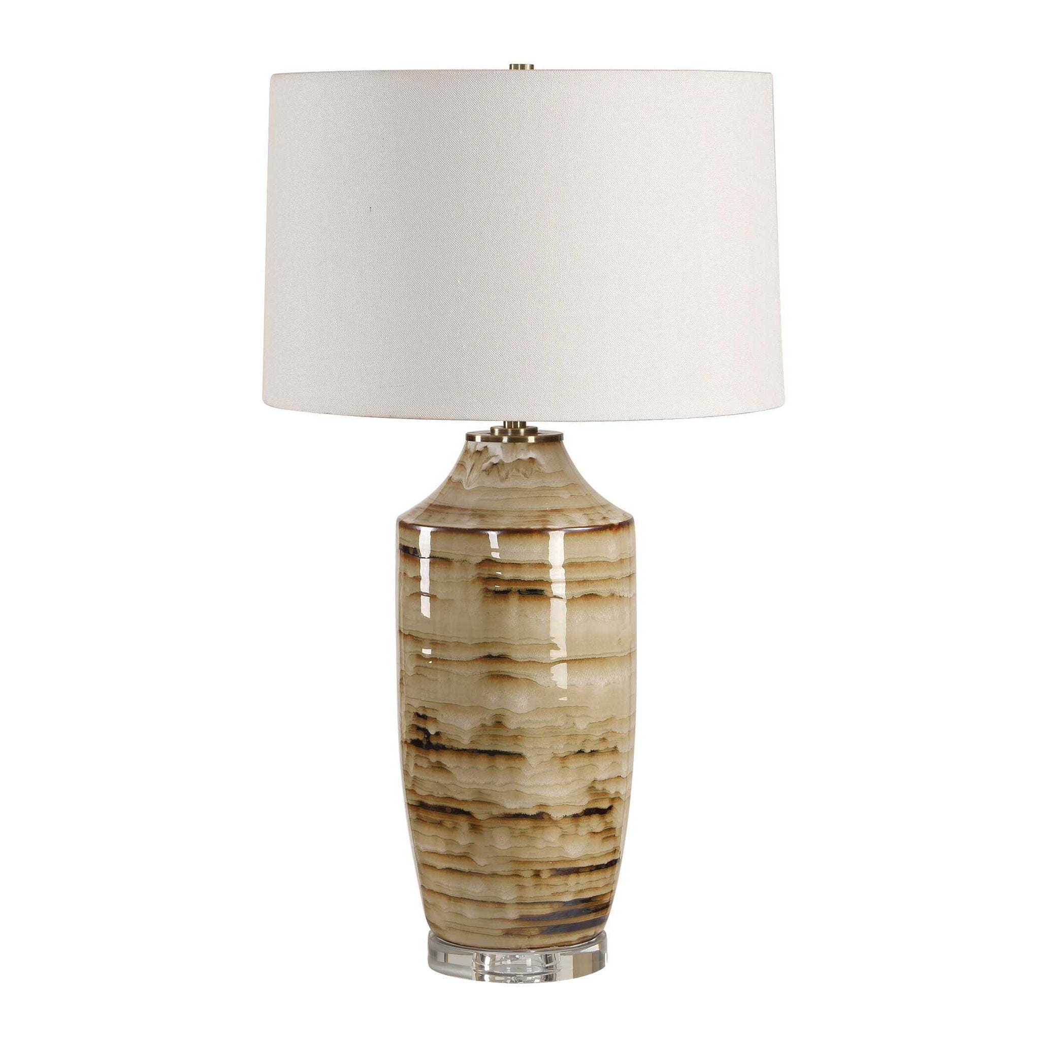 Schneider - Glazed Table Lamp - Brown / Beige