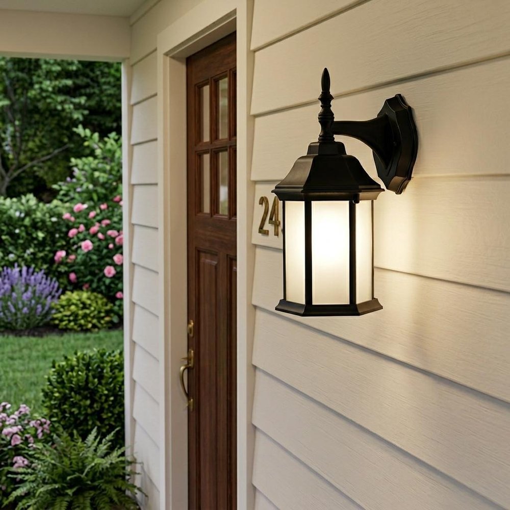 Matte Black Frosted Glass Swing Arm Wall Light
