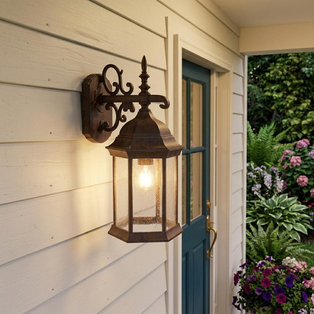 Narrow Brown Domed Hanging Lantern Wall Light