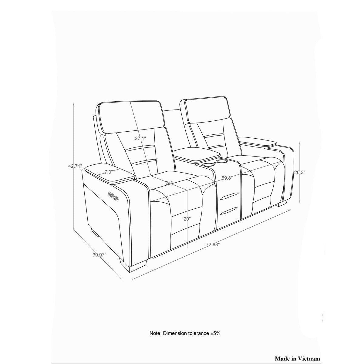 Austin - Console Reclining Loveseat With Storage Arms - Gray