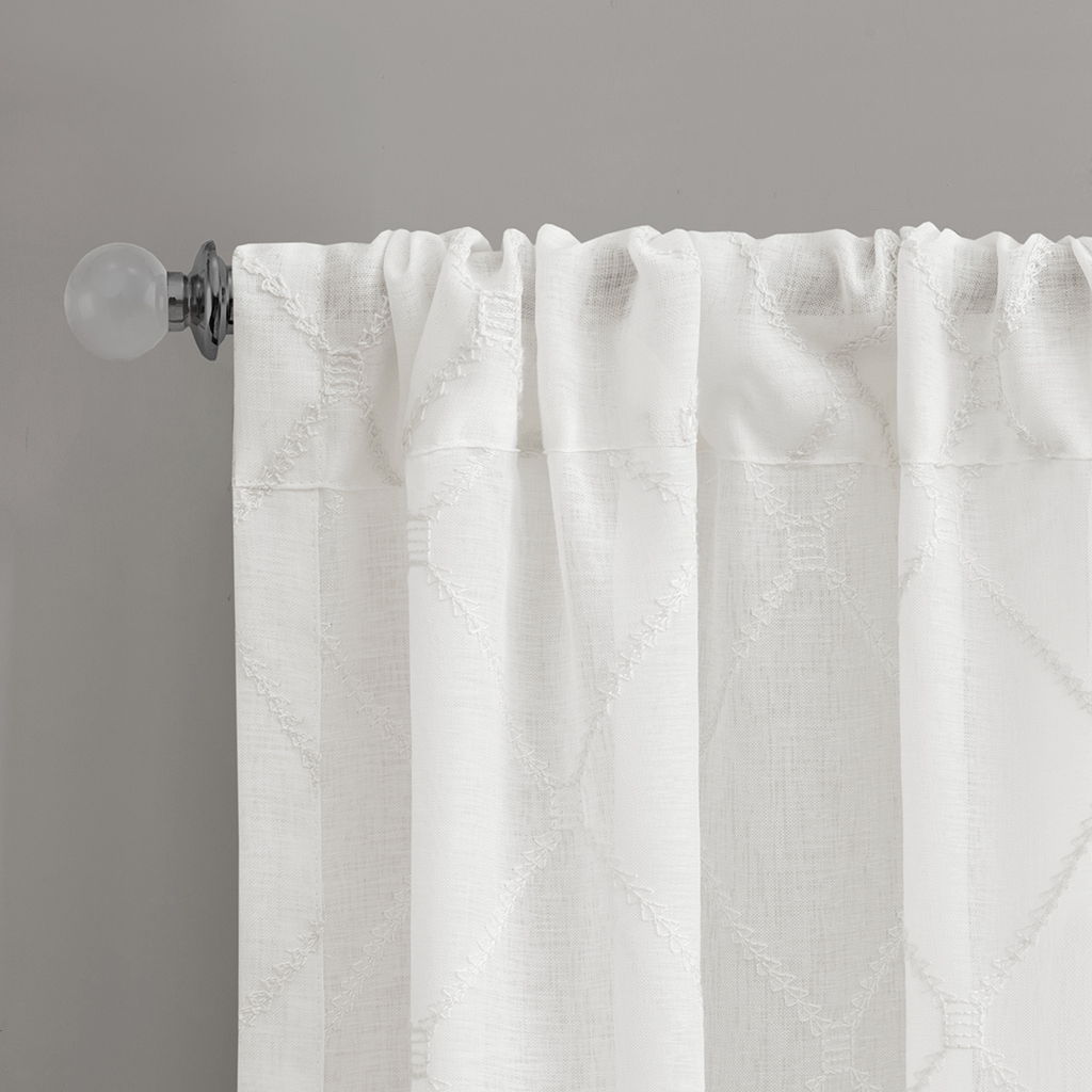 Irina - Diamond Sheer Window Curtain - White