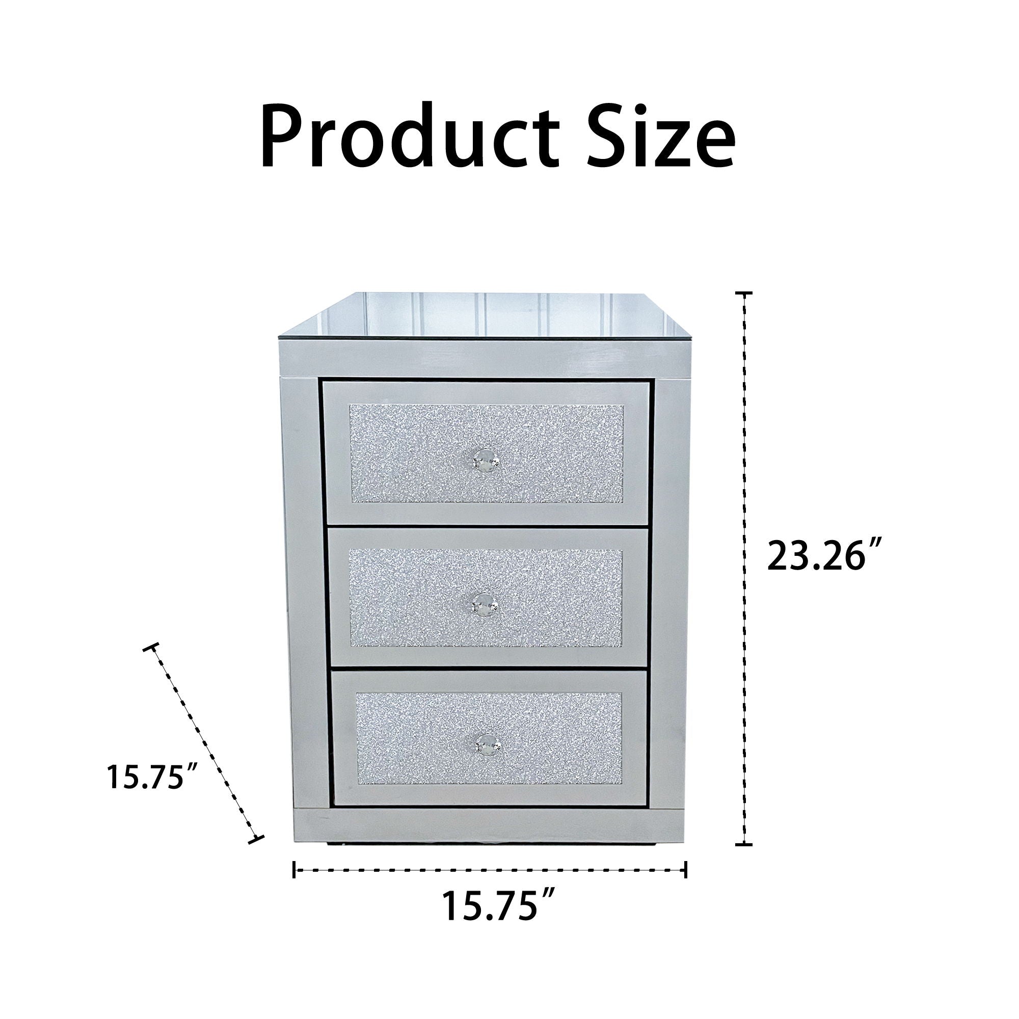 3 Drawer Nightstand - Silver