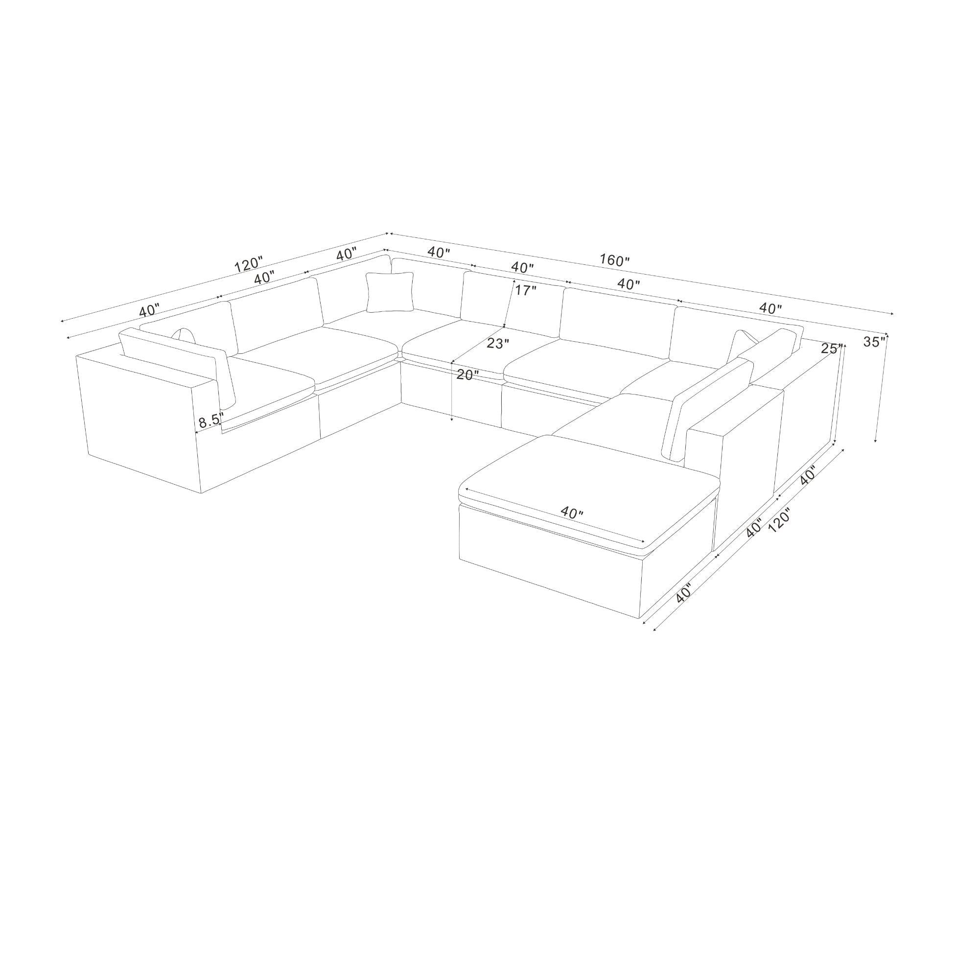 Custom Configuration Modular Sectional & Toss Pillows