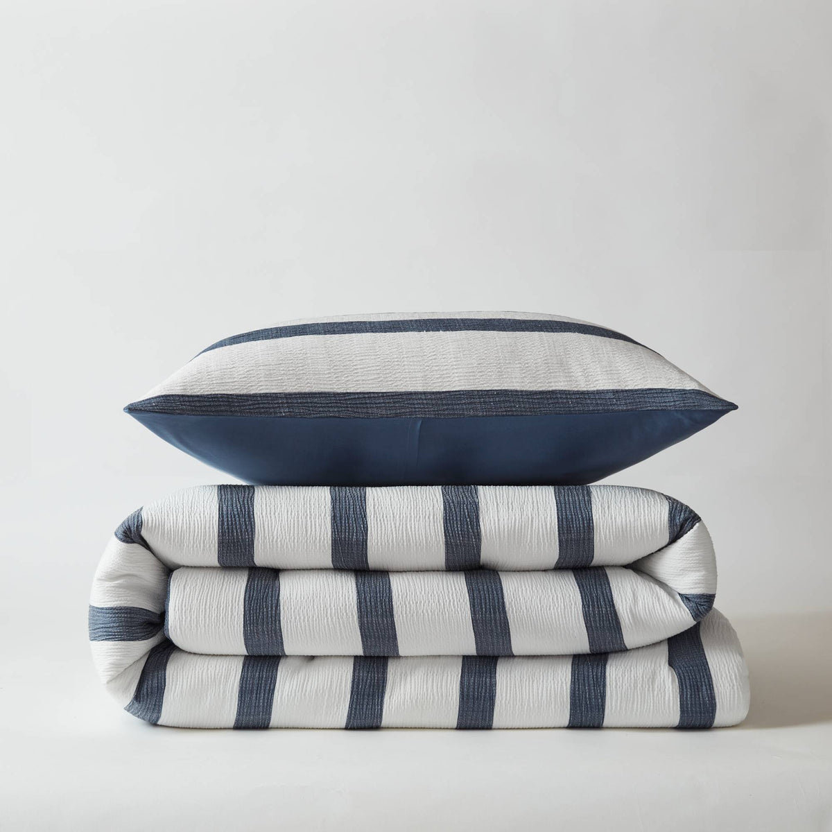 Merritt - Twin/Twin Long Yarn-Dyed Striped Comforter - Blue