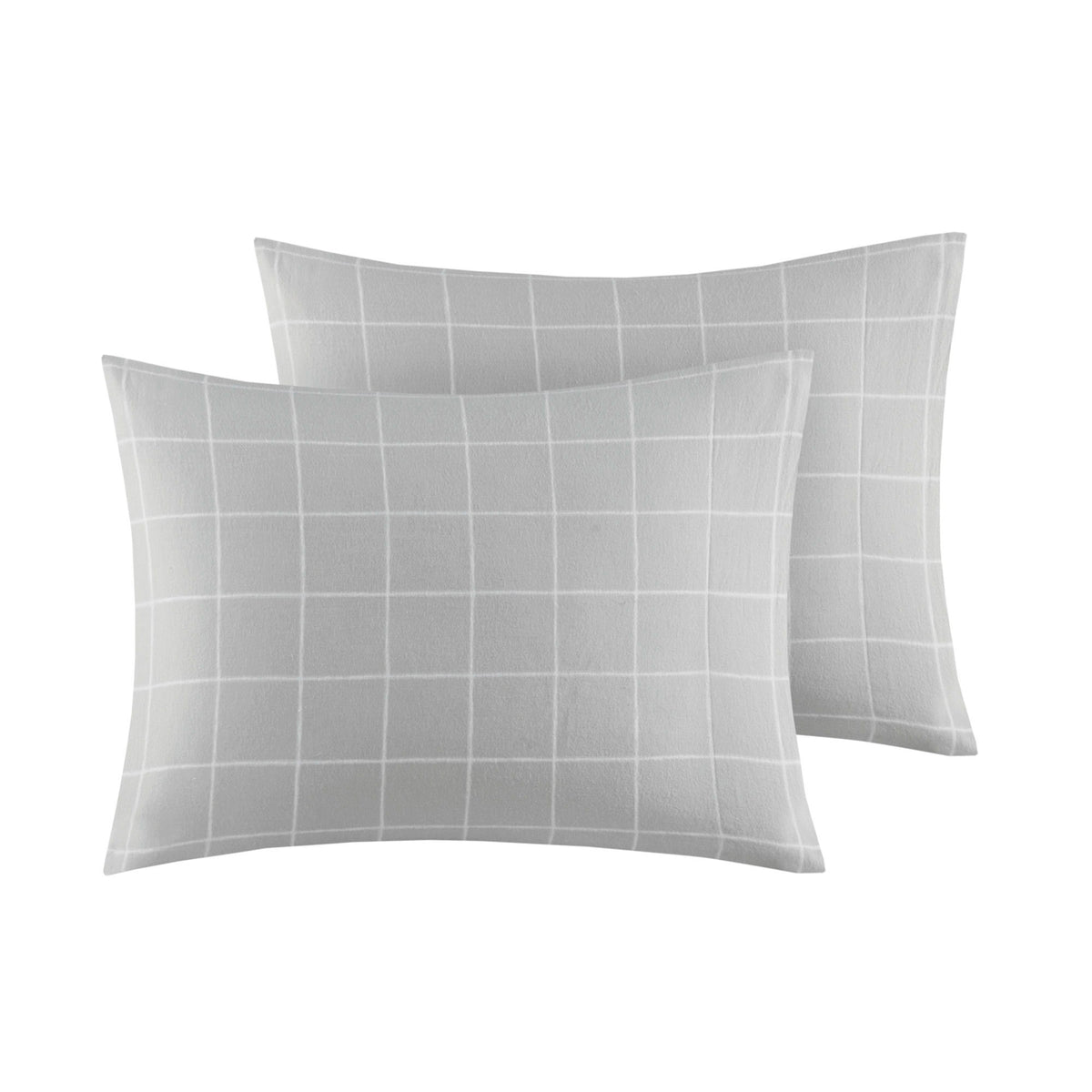 Cozy Cotton Flannel - King Printed Sheet Set - Gray Windowpane