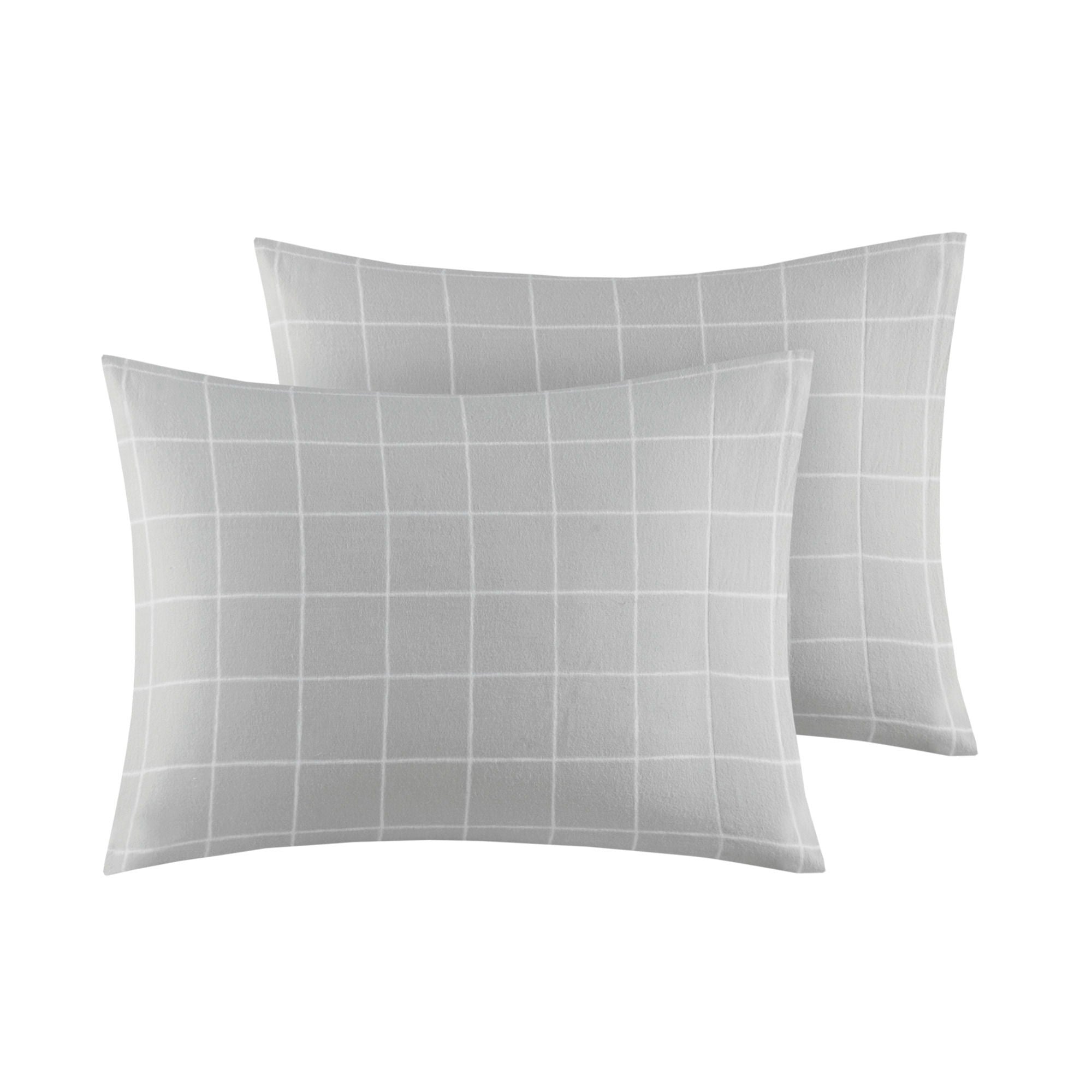 Cozy Cotton Flannel - California King Printed Sheet Set - Gray Windowpane