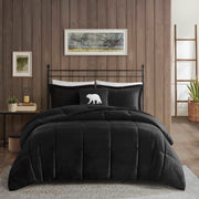 Alton - Full/Queen Plush Sherpa Down Alternative Comforter Set - Black