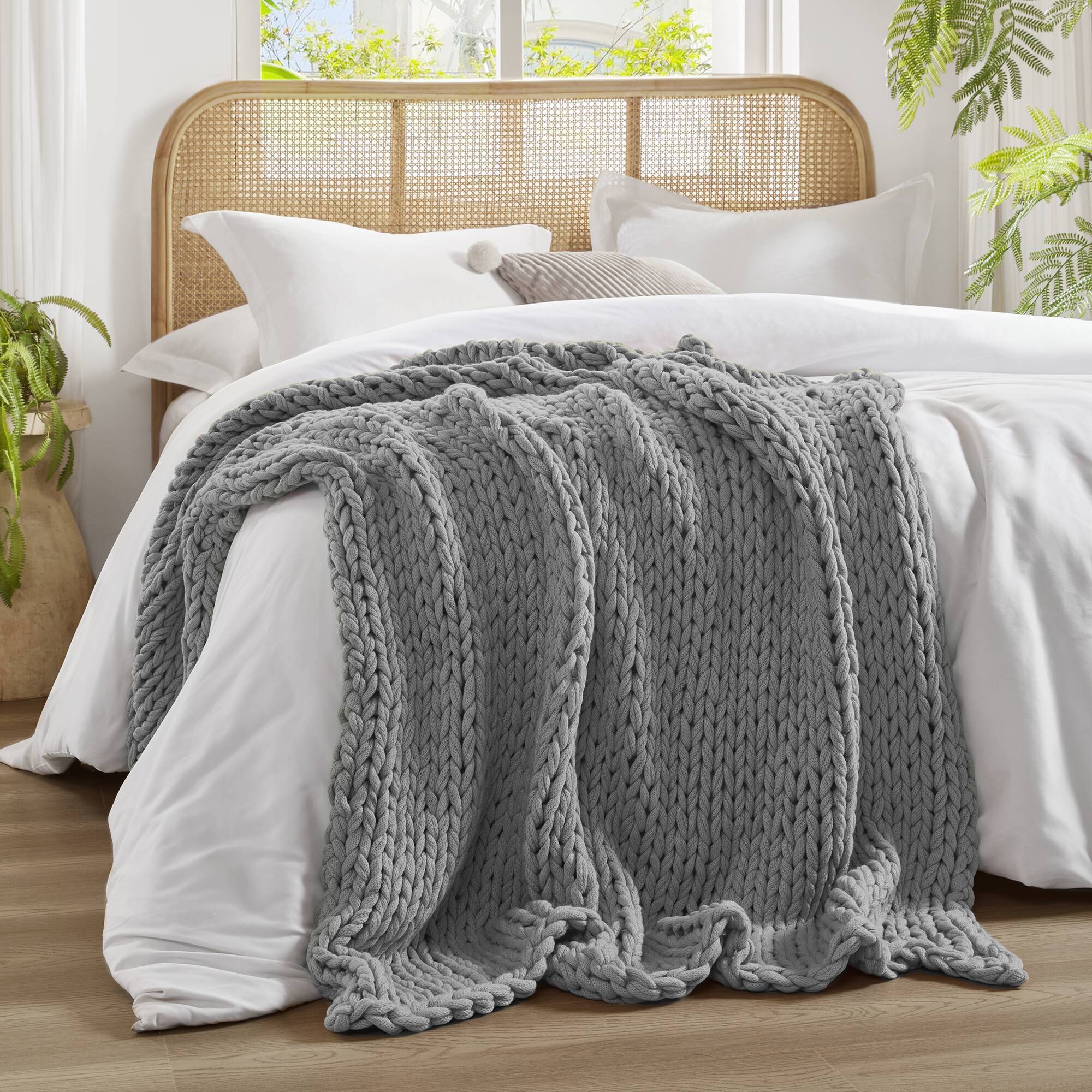 Chunky Double Knit - Handmade Throw - Gray
