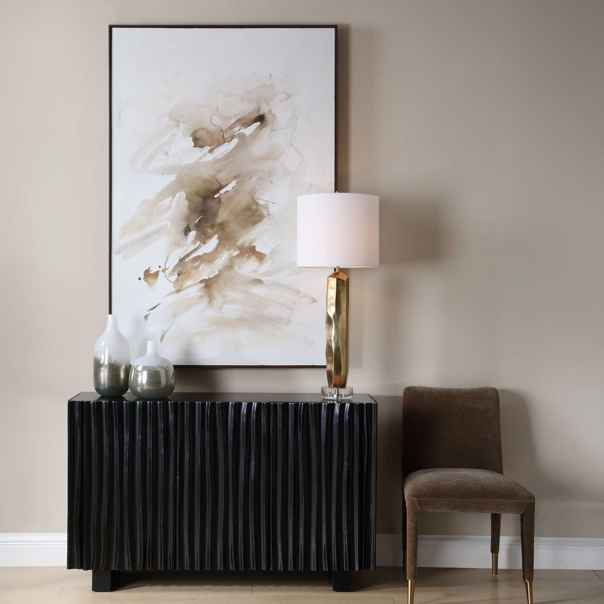 Still Moving - Abstract Painting - Brown / Gray / White