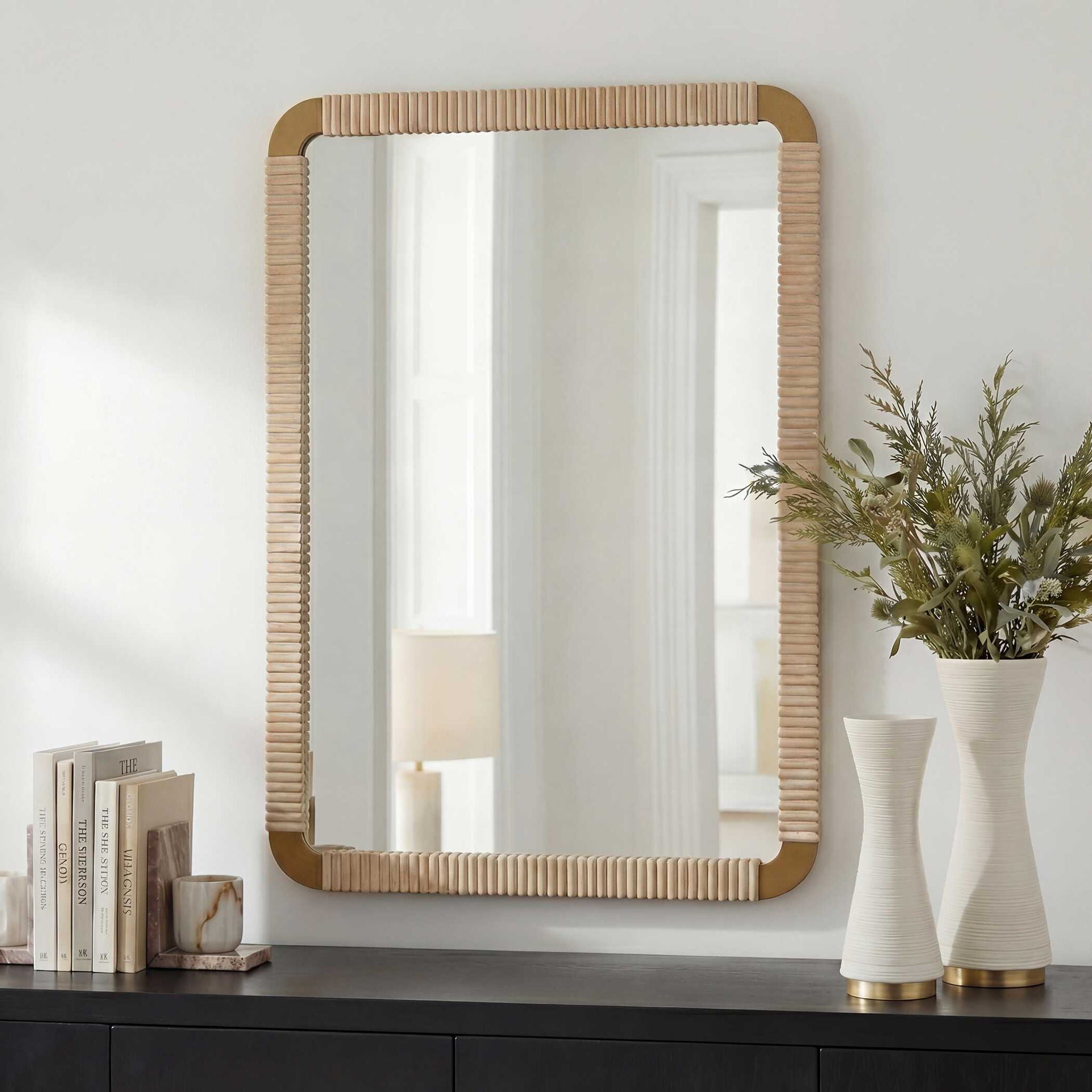 Heinrich - Wood Mirror - Brass / Gold / Woodtone