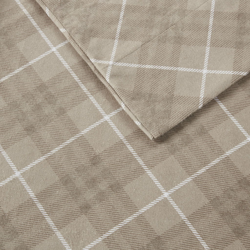 Cozy Flannel - Queen Sheet Set - Tan Plaid