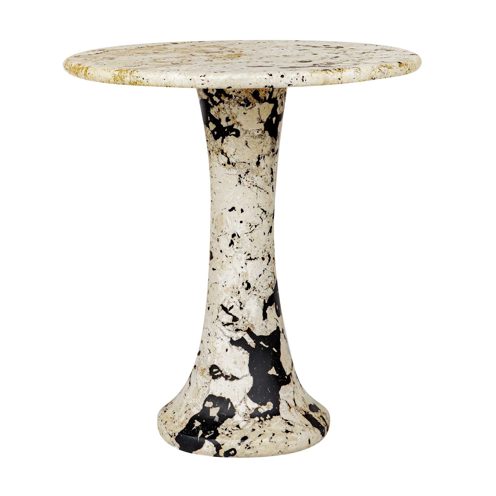 Cadas - Indoor-Outdoor Stone Side Table - Black / White