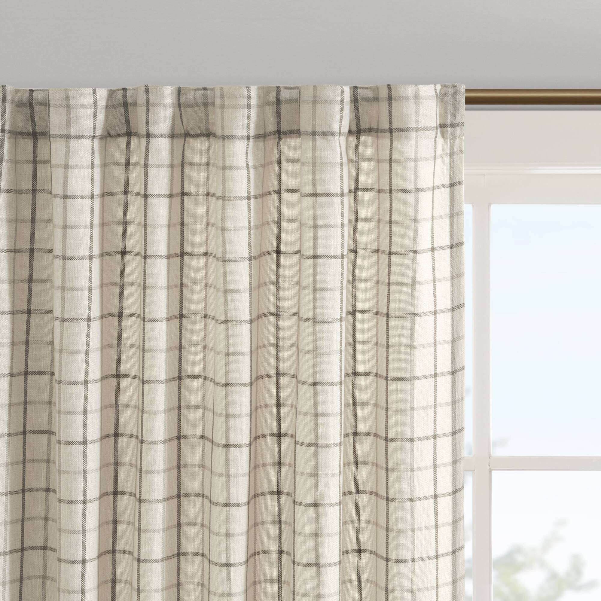 Anaheim - 84" Plaid Tab Top Panel - Natural