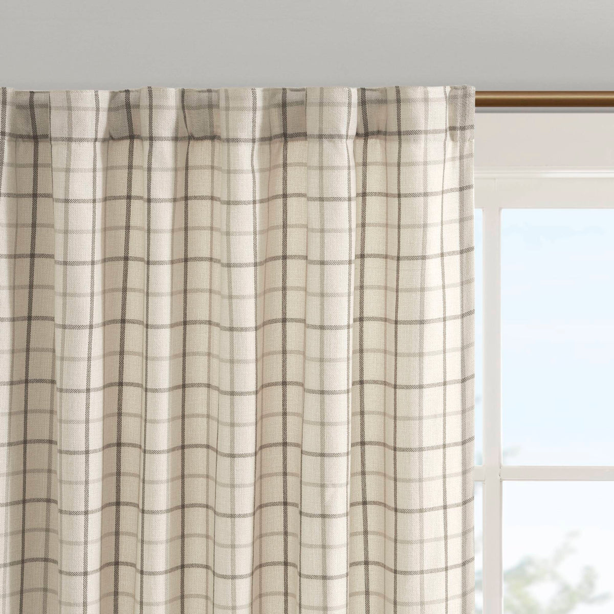 Anaheim - 95" Plaid Tab Top Panel - Natural