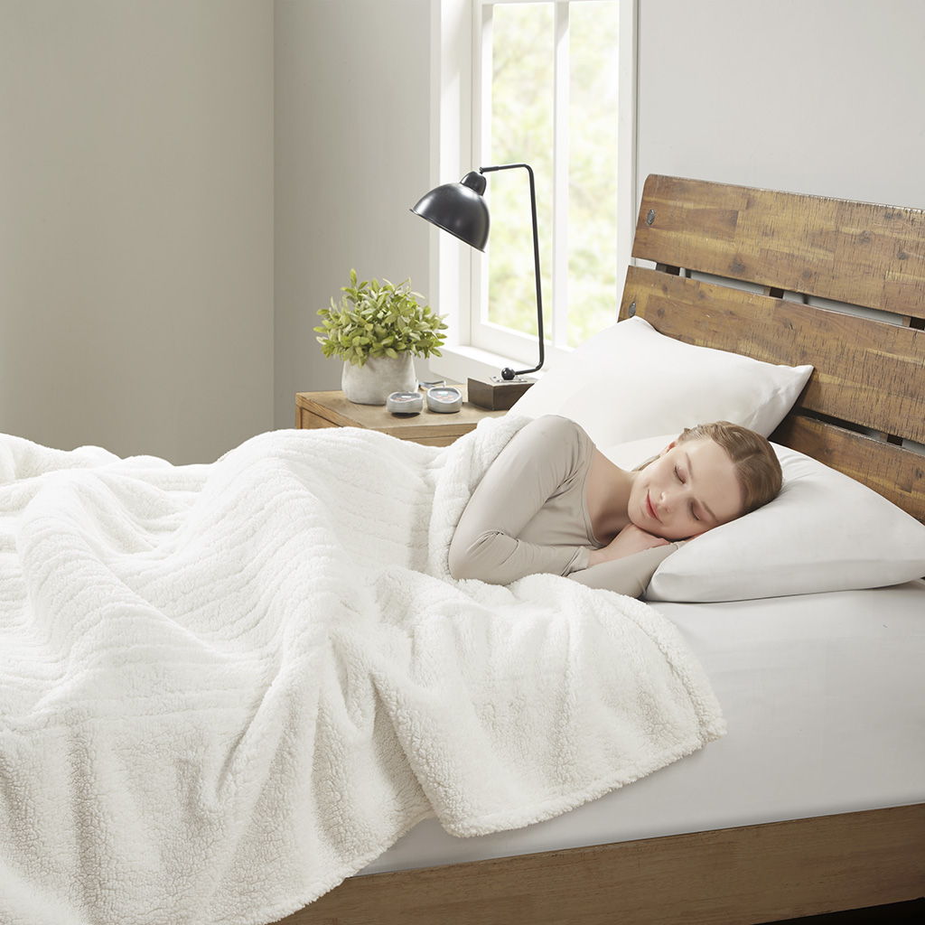 Sherpa - Heated Blanket - Ivory