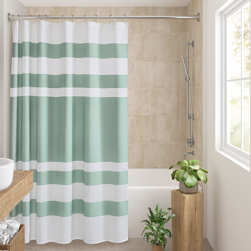 Spa Waffle - 72" Shower Curtain With 3M Treatment - Aqua