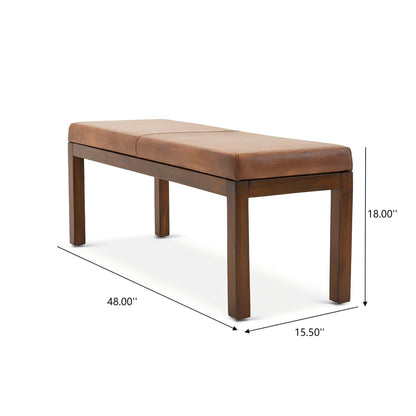 Austin - Bench With Lines - Antique Brown / Brown / Rustic / Tan