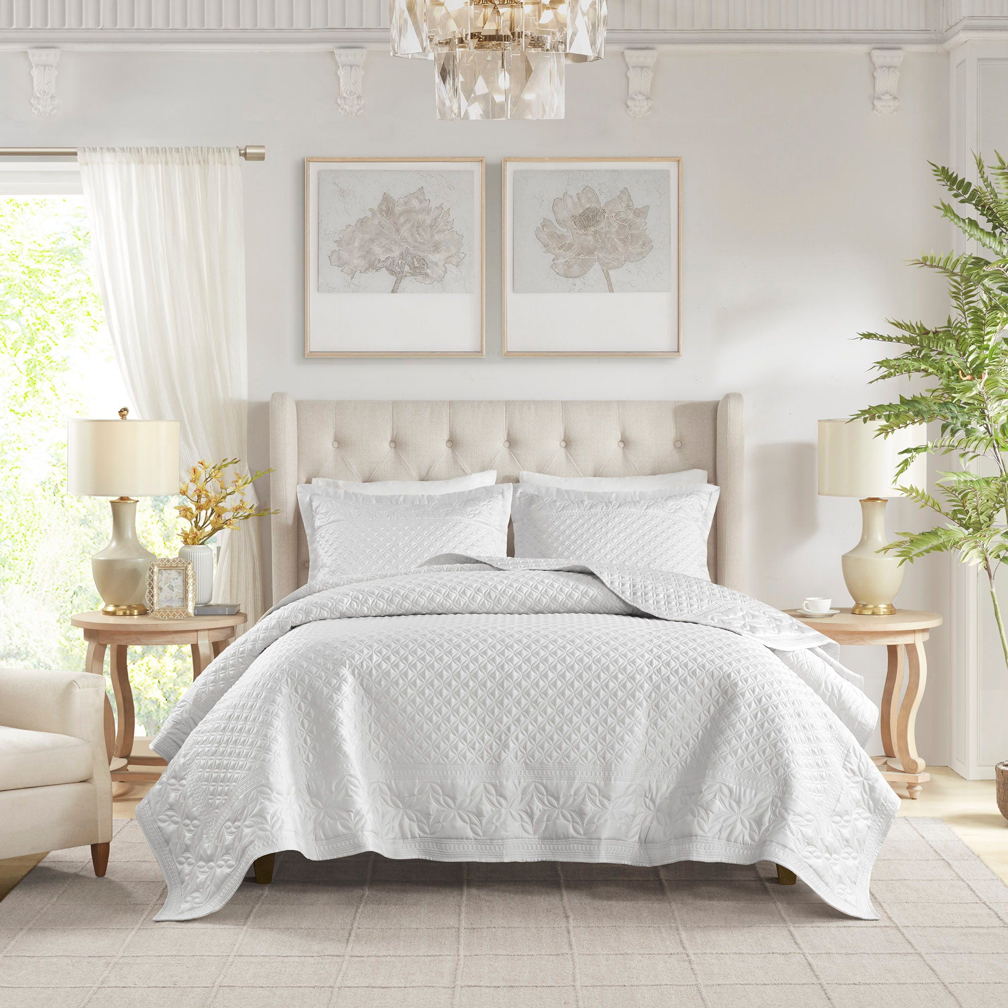Versailles - 3 Piece King Gray Quilt Set - Gray