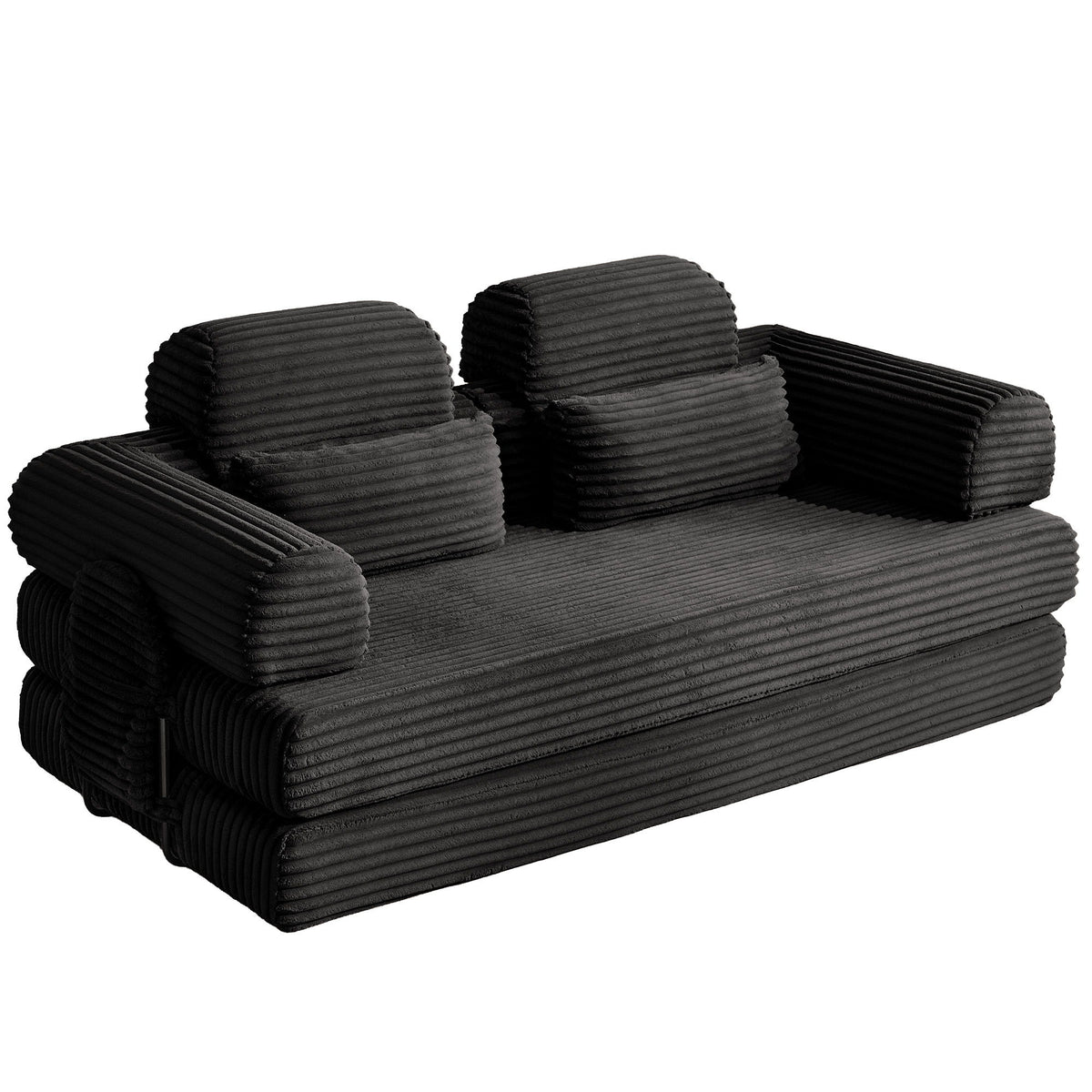 Convertible Sleeper Sofa With & Side Storage Pocket, Foldable Upholstered Couch For Living Room