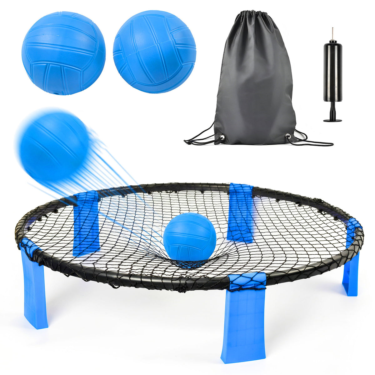 Outdoor Roundnet Game Set With 2 Balls, Sturdy Net And Carry Bag