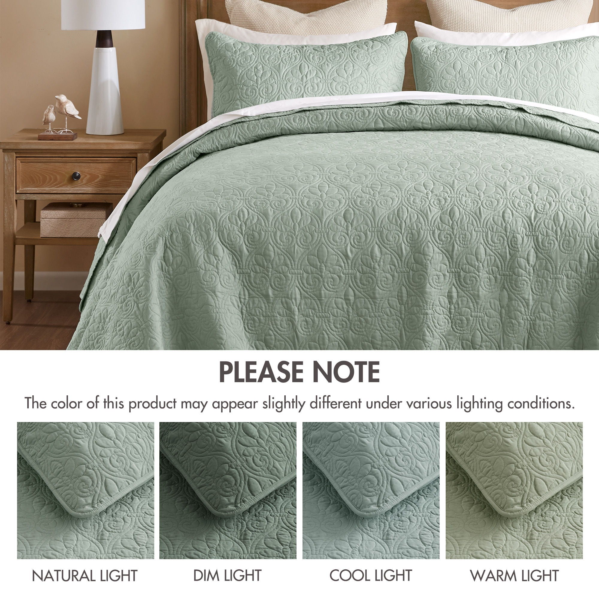 Quebec - Reversible Bedspread Set - Seafoam