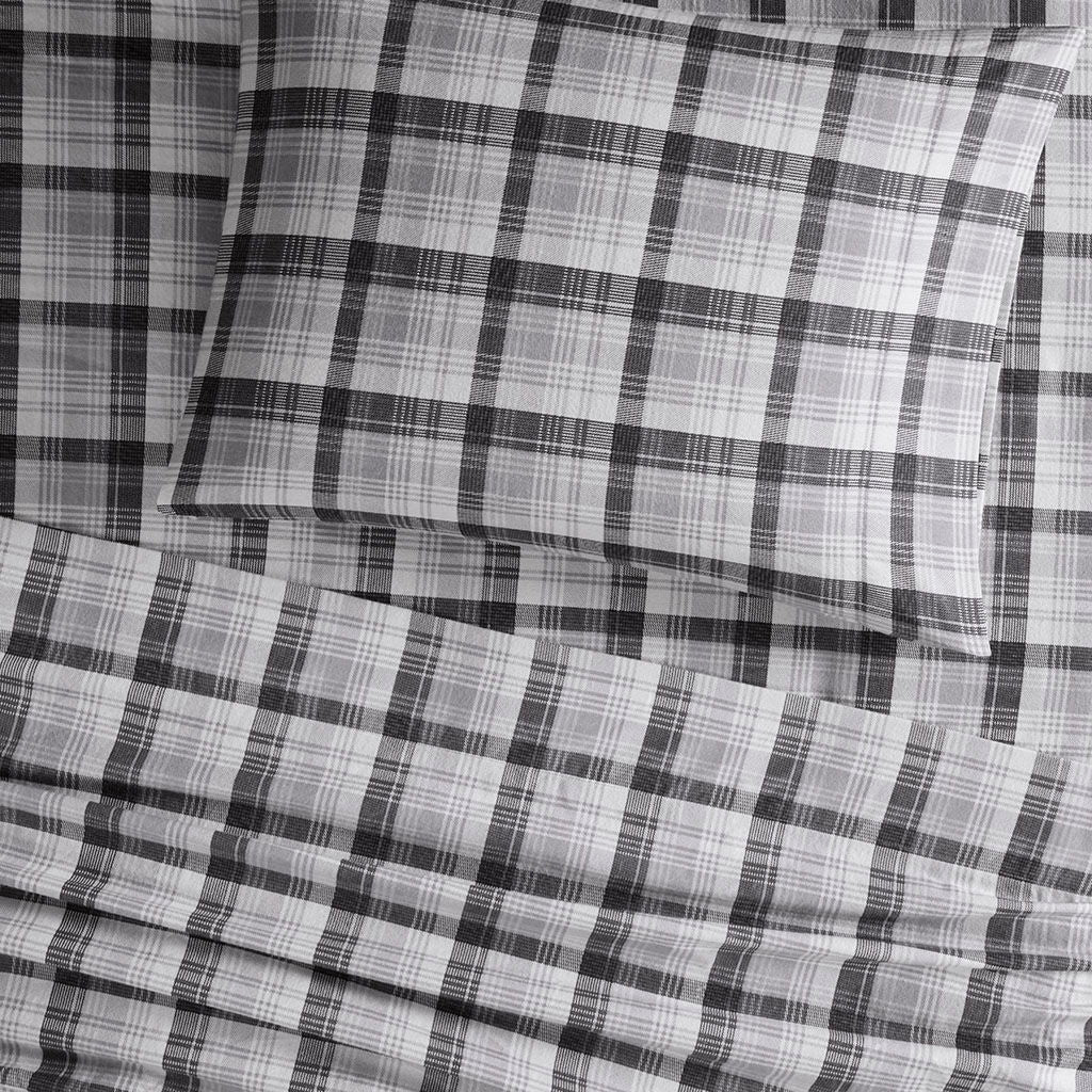 Flannel - California King Sheet Set - Gray Plaid
