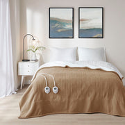 Fleece to Sherpa - Twin Heated Blanket - Brown