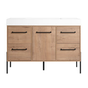 48" Freestanding Bathroom Vanity With Sink, Soft Close Cabinet Doors, 4 Drawers - Imitative Oak