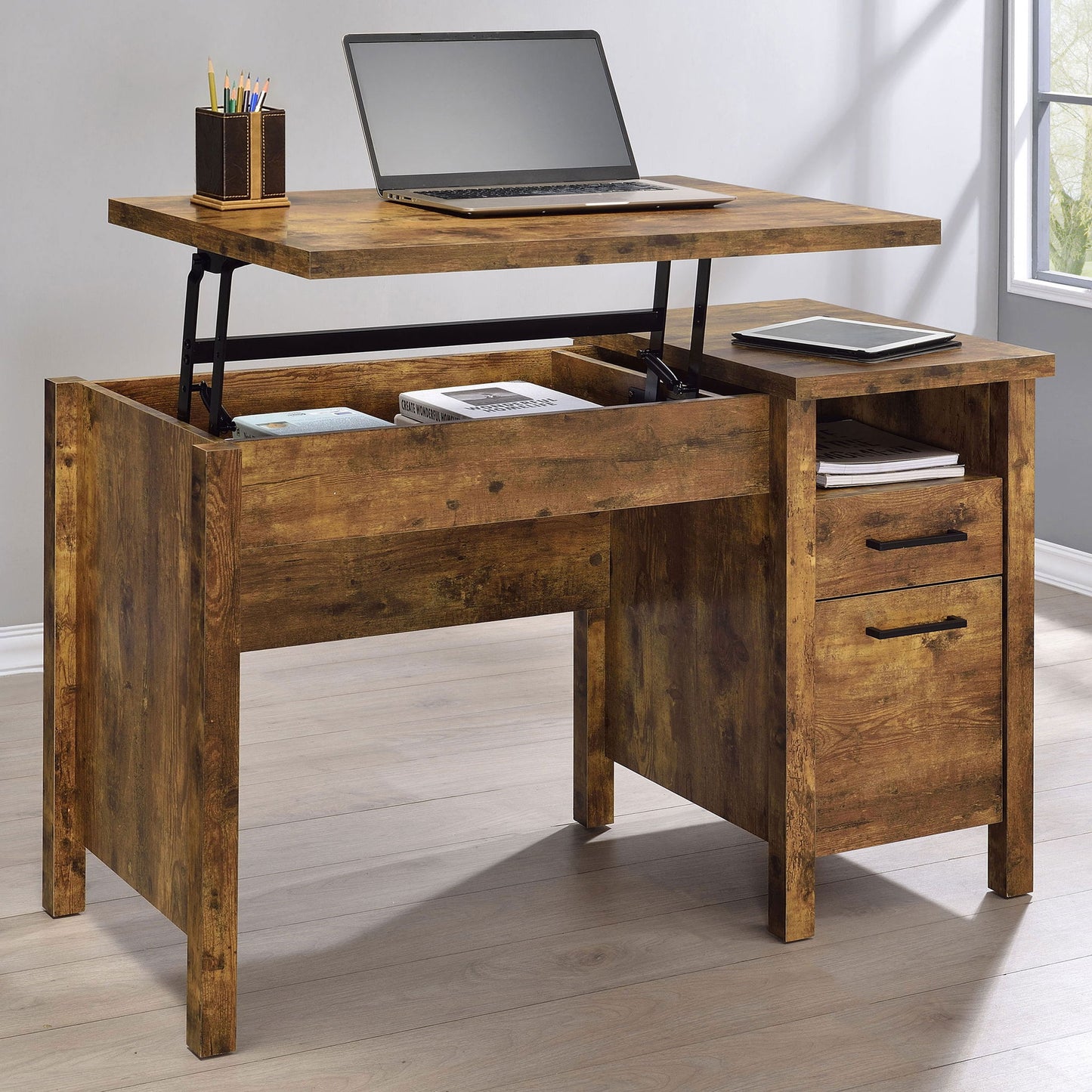 Chicolm - Lift Top Office Desk - Rustic